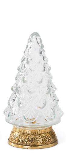 Clear Glass Christmas Trees w/Gold Gilded Base