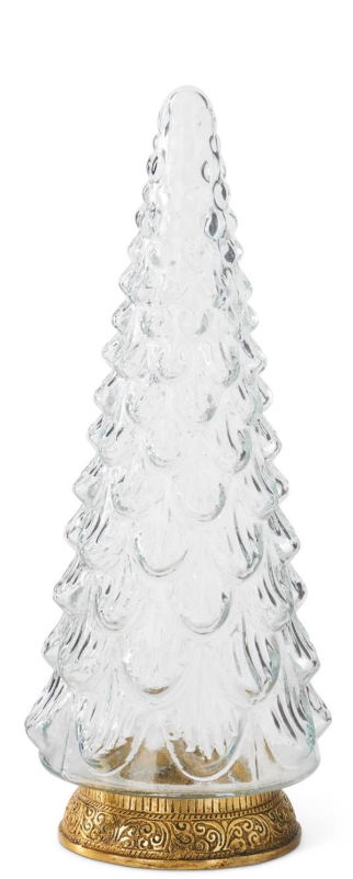 Clear Glass Christmas Trees w/Gold Gilded Base