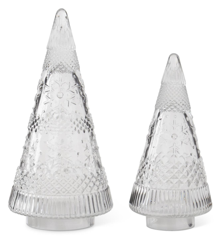 Clear Glass Snowflake Embossed Christmas Trees