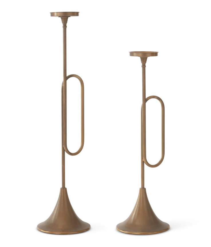 Gold Trumpet Pillar Candleholders