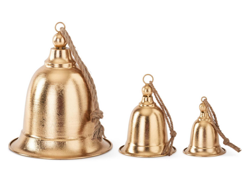 Gold Metal Dome Bells w/Rope Hangar