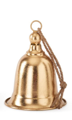 Gold Metal Dome Bells w/Rope Hangar