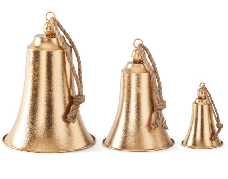 Gold Metal Bells w/Rope Hangar