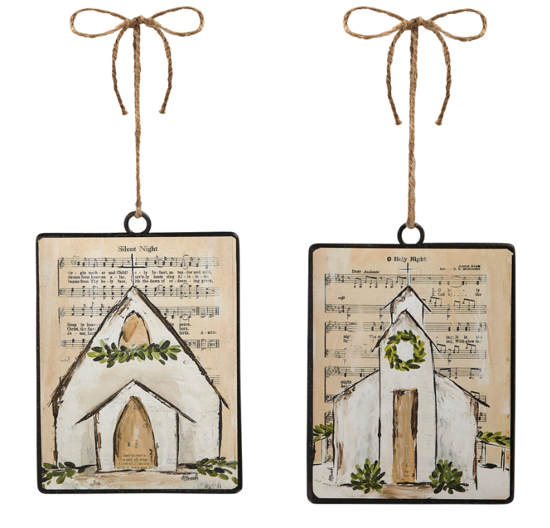 6" Music Sheet Church Rectangle Ornament
