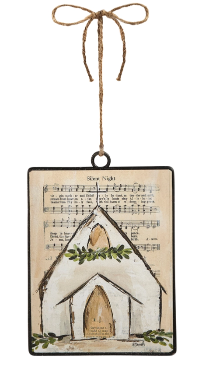 6" Music Sheet Church Rectangle Ornament