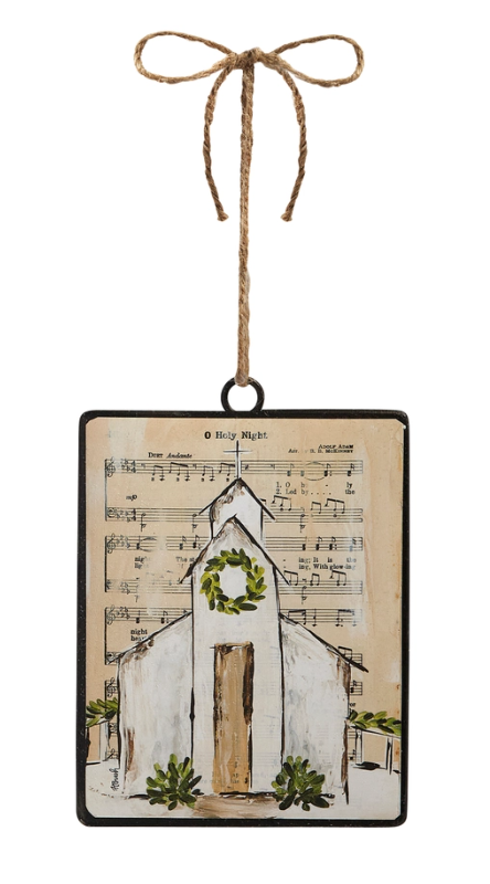 6" Music Sheet Church Rectangle Ornament