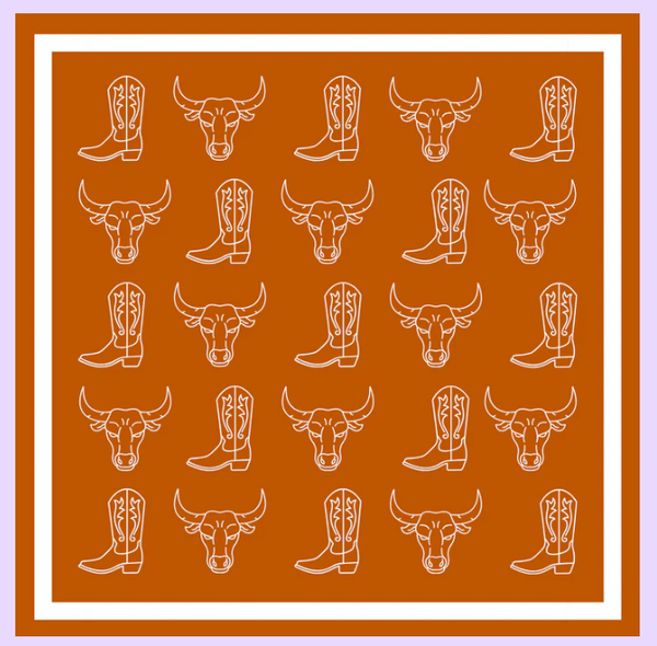 Burnt Orange & White Mascot Gameday Bandana Scarf - 1