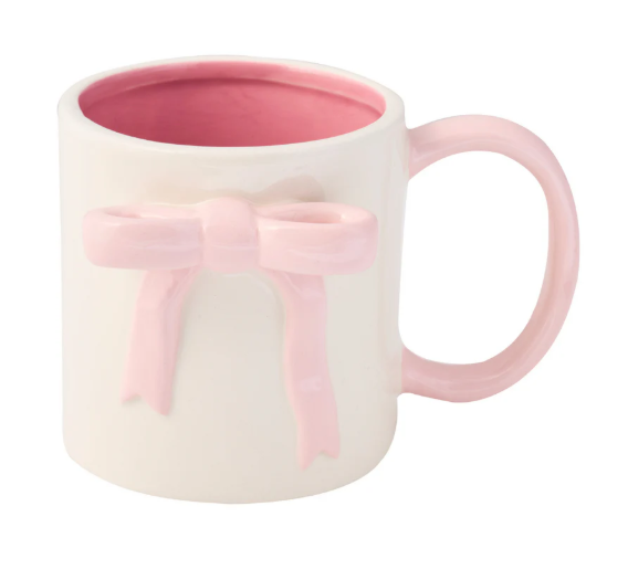 Mug Pink Bow on side 16oz