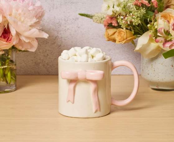 Mug Pink Bow on side 16oz