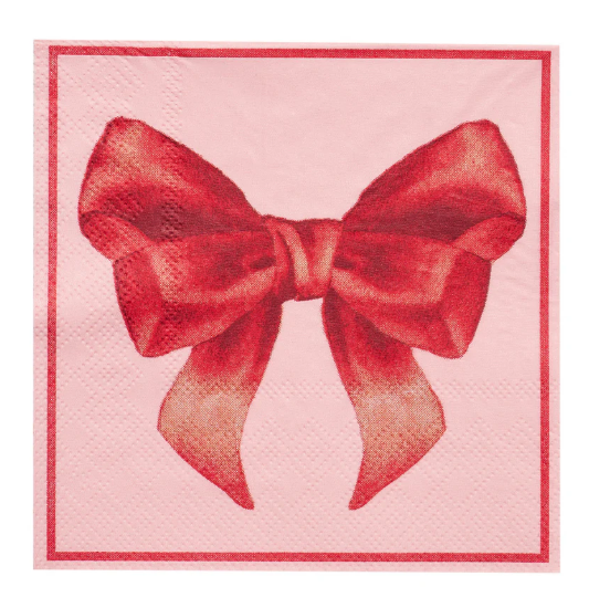 Pink Bows Cocktail Napkin, 20pk, 3ply