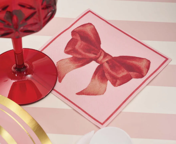 Pink Bows Cocktail Napkin, 20pk, 3ply