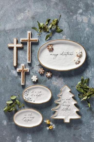 Christmas Gold Beaded Platter