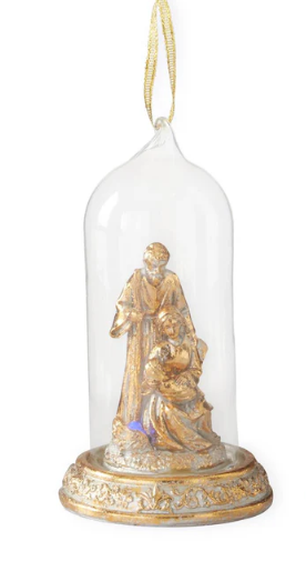 5 Inch LED Gold Nativity Cloche Ornaments