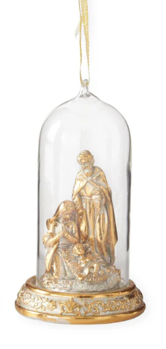 5 Inch LED Gold Nativity Cloche Ornaments