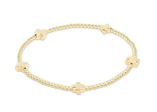 egirl Signature Cross Small Gold  Pattern 2mm Bead Bracelet - Gold