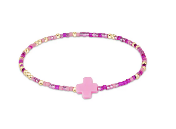 EGIRL HOPE UNWRITTEN SIGNATURE CROSS BRACELET - BACK TO THE FUCHSIA