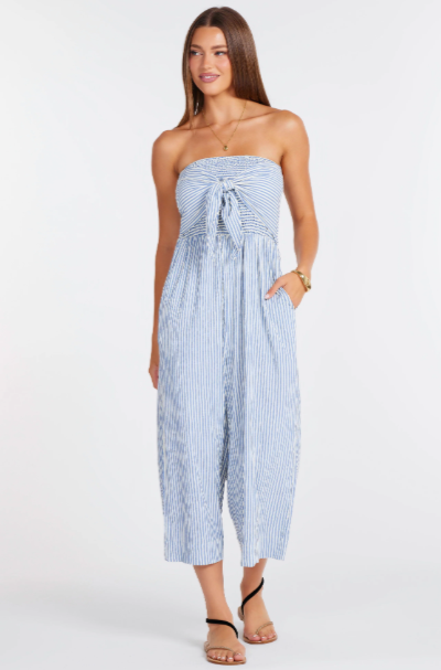 ELVA STRIPE JUMPSUIT - Blue Stripe