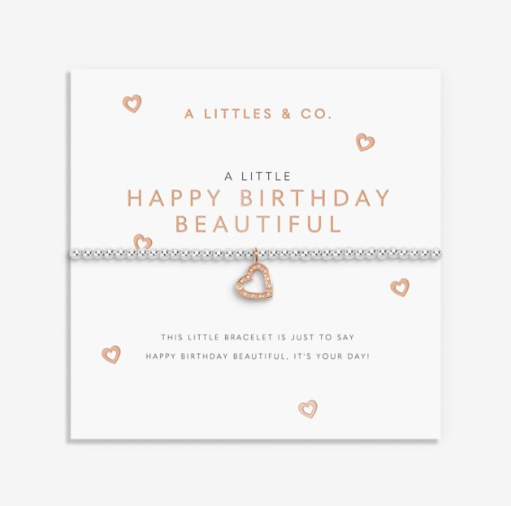 A LITTLE | HAPPY BIRTHDAY BEAUTIFUL | Silver & Rose Gold-Tone Plated | Bracelet