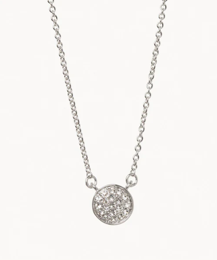 SLV Necklace 18” Stronger/Pave Disk Silver