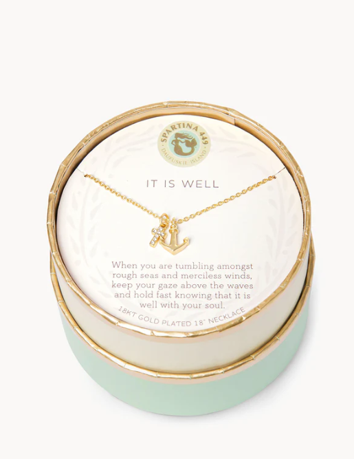 SLV Necklace 18” It Is Well/Cross Anchor