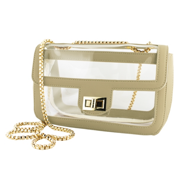 Small Crossbody - Clear with Tan & Gold Accents