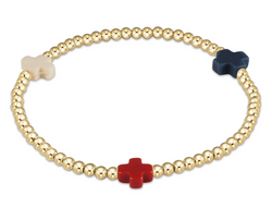 Signature Cross Gold Pattern 3mm  Bead Bracelet - Firecracker