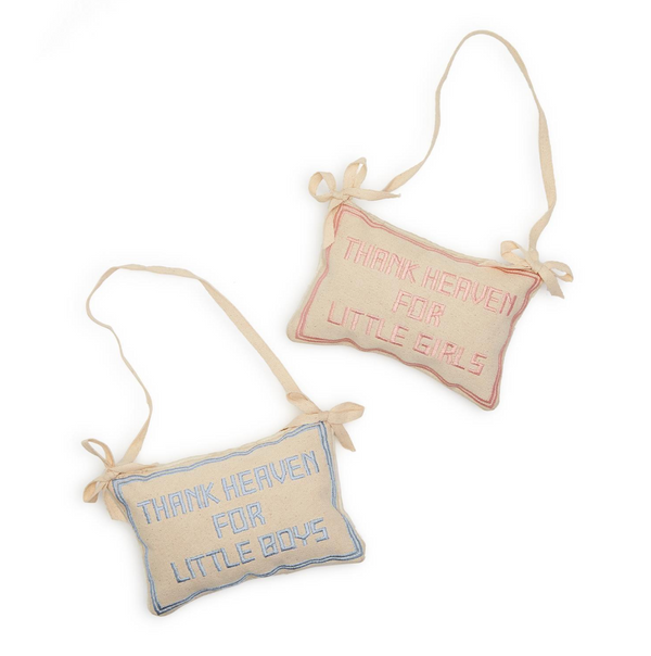 Thank Heaven Embroidered Pillow Door Hanger