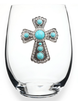 Turquoise Cross Stemless