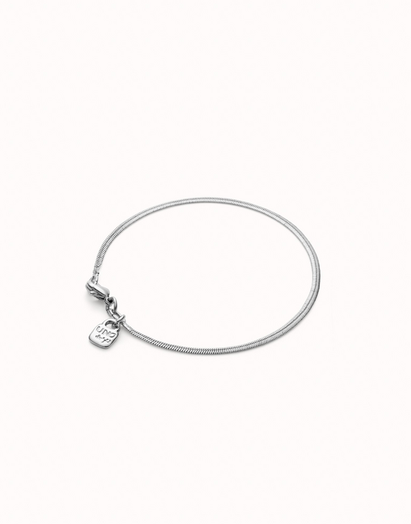 HAZTE UNO Silver Thin Solid Chain Bracelet Medium