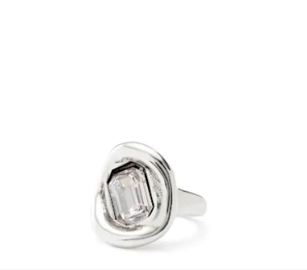 SER VALIENTE EXCLUSIVE Silver Large Clear Stone Ring 21