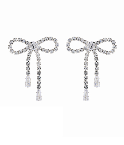 CZ Bow Baguette Drop Earrings