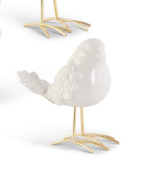 White Porcelain Bird with Gold Legs