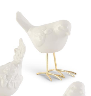 White Porcelain Bird with Gold Legs