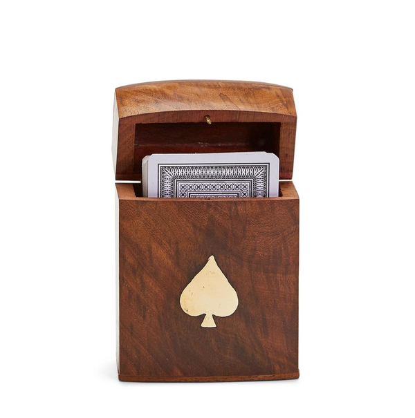 Wood Crafted Playing Card Set in Wooden Box