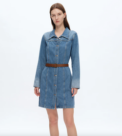 white christmas dresses Self-Portrait Indigo Denim 3D Flower Mini Dress main image 1