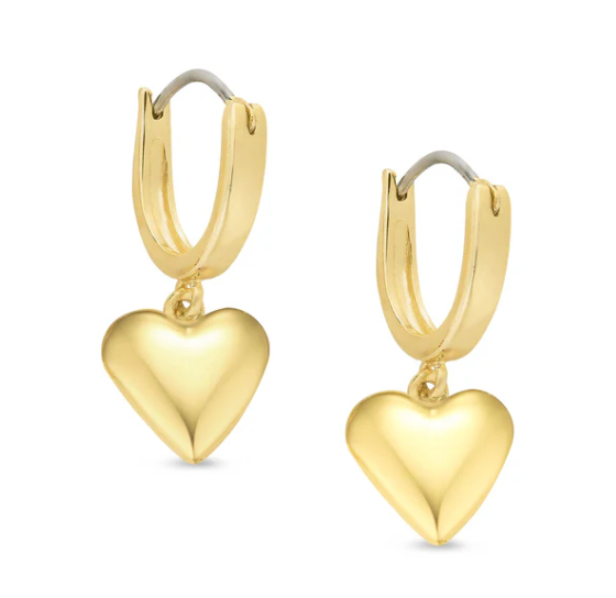 Gold Heart Dangle Earrings