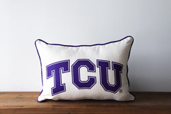 TCU Classic Logo Pillow + Natural Piping