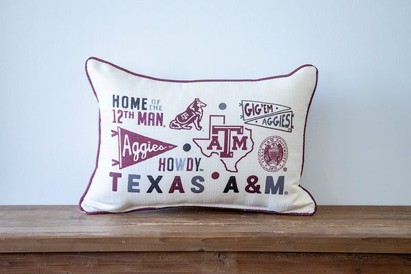 Texas A&M Collegiate Cluster Pillow + Piping