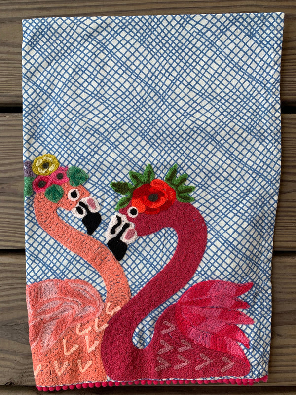 Flamingo tea towel