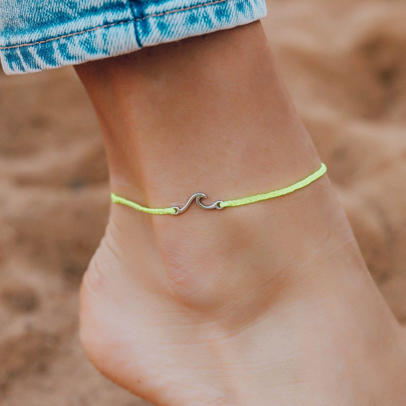 Shoreline Anklet Silver Neon Yellow