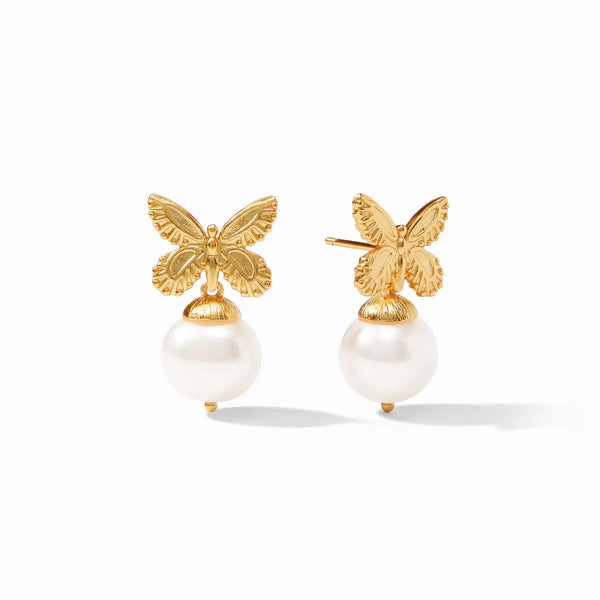 Butterfly Pearl Drop Earring Gold Pearl