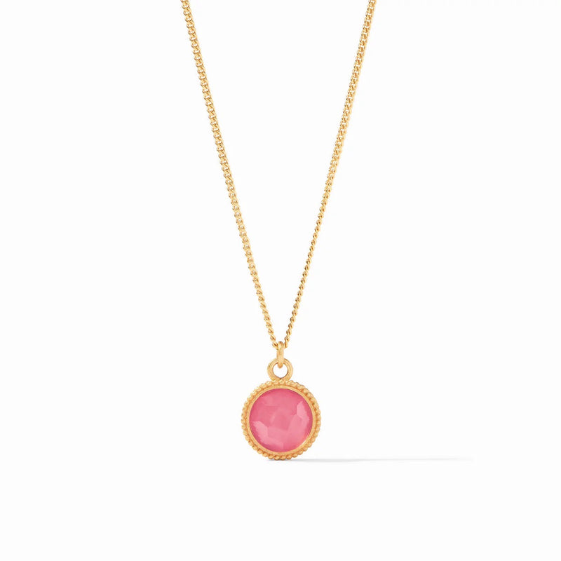 Fleur-de-Lis Solitaire Necklace Gold Iridescent Peony Pink Reversible