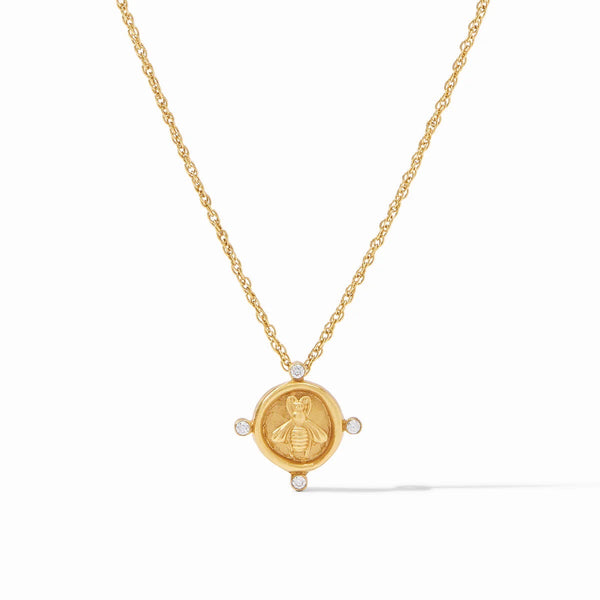 Bee Cameo Solitaire Necklace Gold Cubic Zirconia