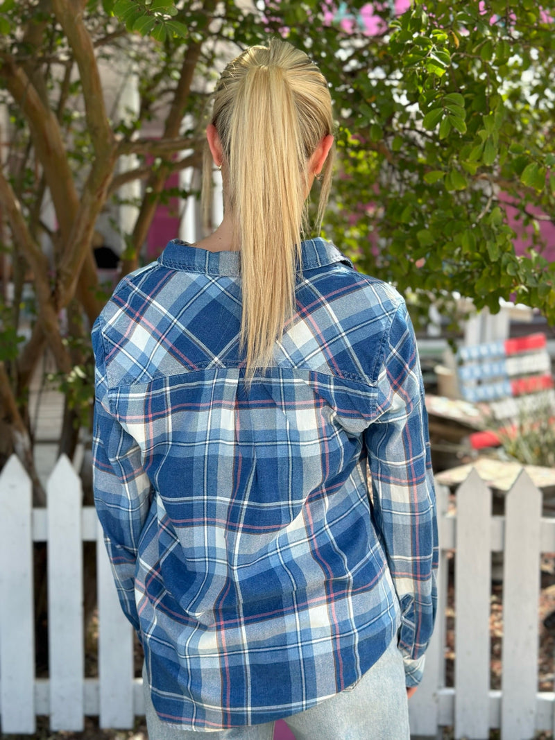 Hunter Plaid Shea Shirt in Denim