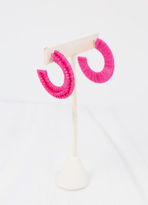 Atkinson Wrapped Hoop Earring Hot Pink