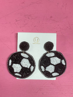 Black/White Soccer Ball Earring