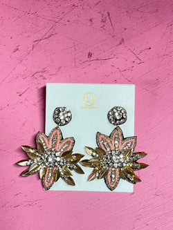 Pink Metallic Flower Earring