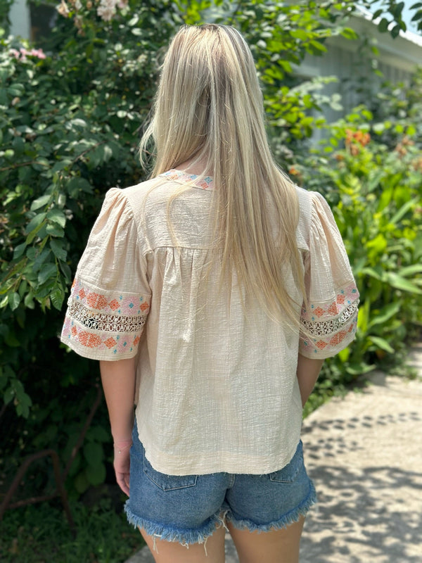 On Vacation Embroidered Top