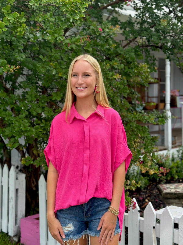 Hot Pink Button Down Tunic