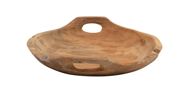 Teak Wood Bowls with Handles Small